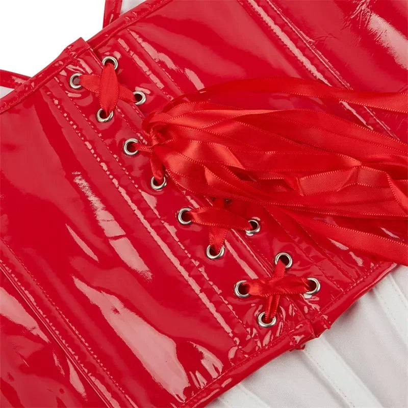 Shiny PVC PU Leather Bustier Corset Crop Top Body Shaper Vest
