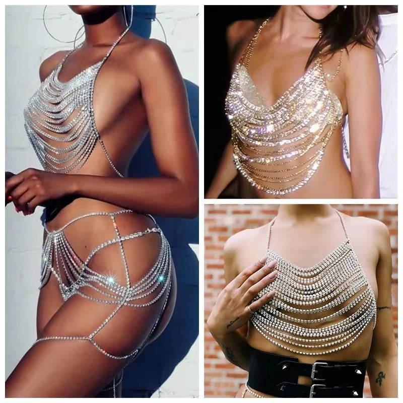 Crystal Sling Bra Body Chain