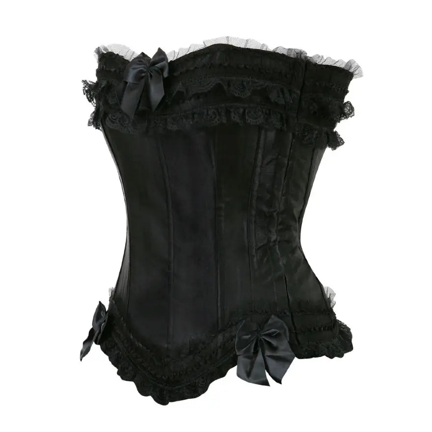 Lace Overlay Boned Overbust Corset Bustier Top Plus Size Body Shaper