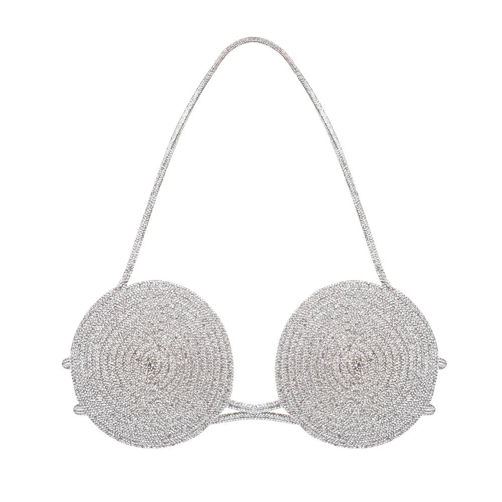 Rhinestone Halter Costume Bra Top
