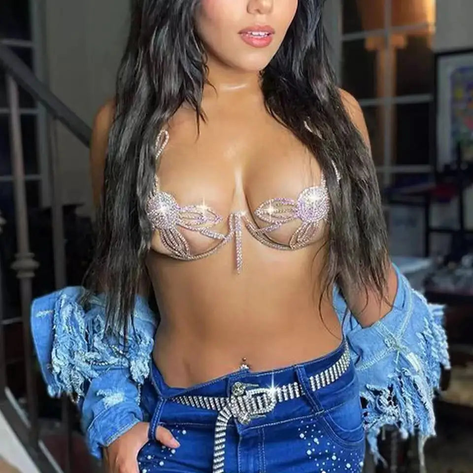 Dazzling Crystal Sling Chest & Skirt Chain Luxury Body Jewelry Set