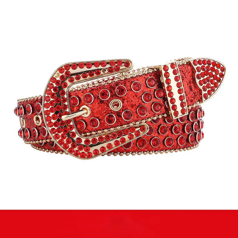 Gem Studded Western Style Fashion Buckle Belt