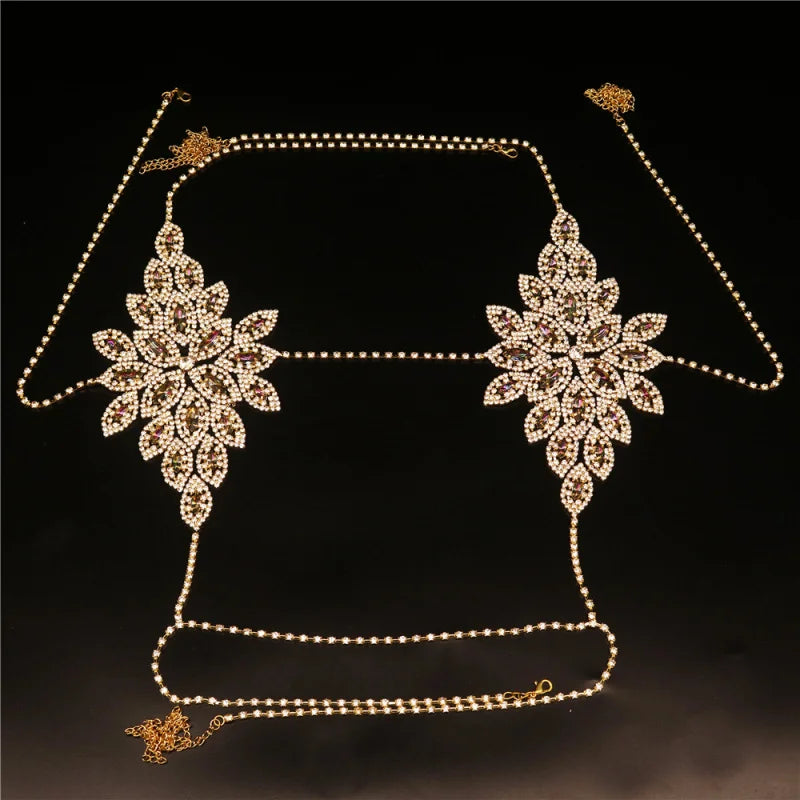 Flower Rhinestone Bra & Brief Body Jewelry