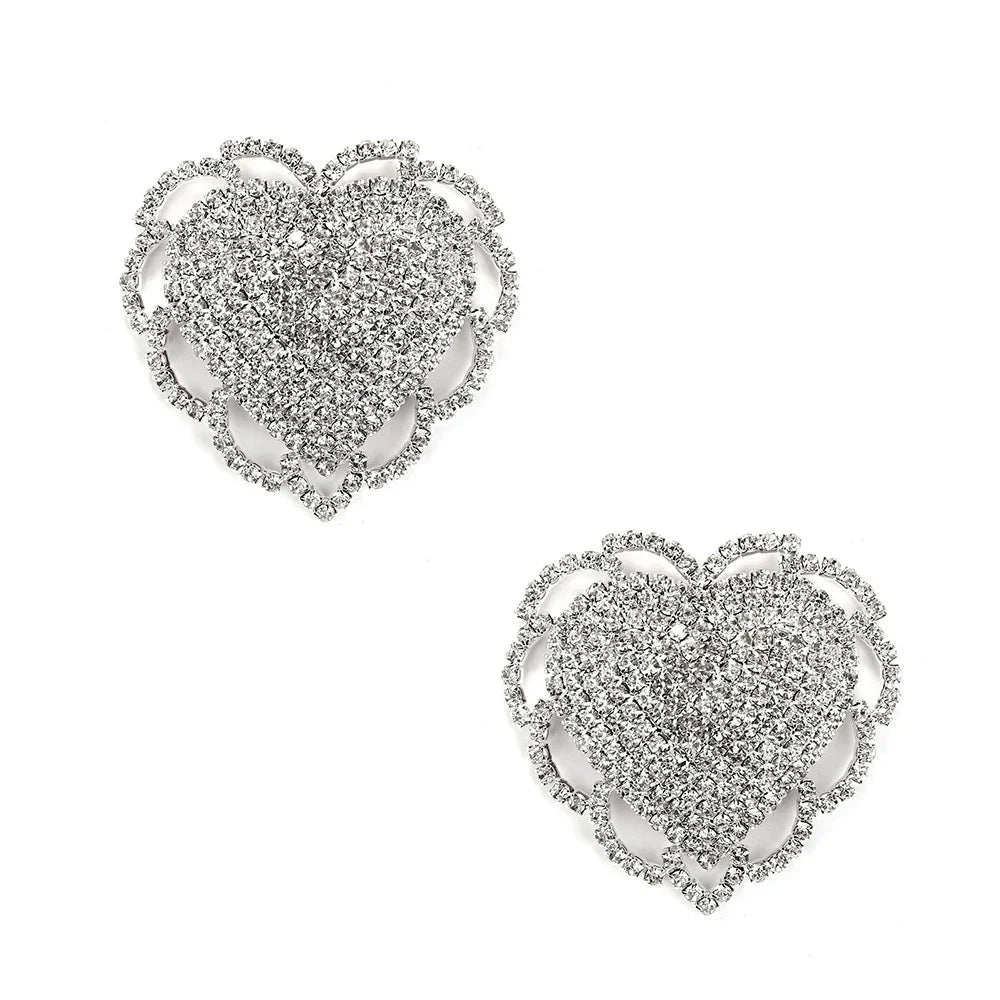 Sparkly Rhinestone Geometric Reusable Nipple Pasties Self-Adhesive Breast Covers