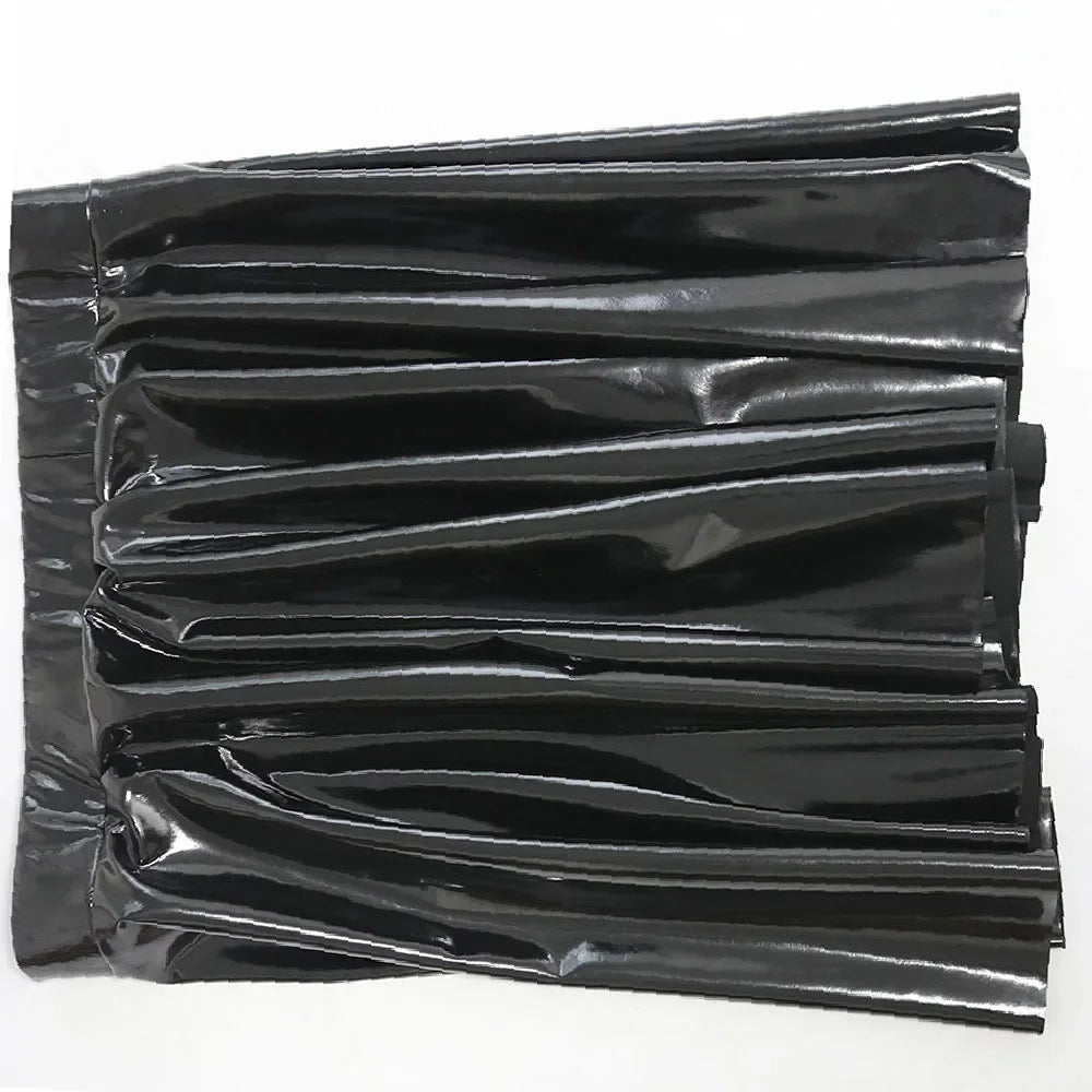 Fashion Women Gothic Style PU Skirt One Pieces Skirts PVC Shiny Flared Pleated  Mini A Line Skirts Street Maid Ruffled Skirt