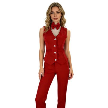 Tailored Vest & Trouser 3-Piece Suit Set with Matching Bow Tie Stage Costume