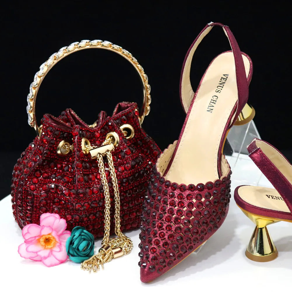 Diamond Design Shoe and Bag Set