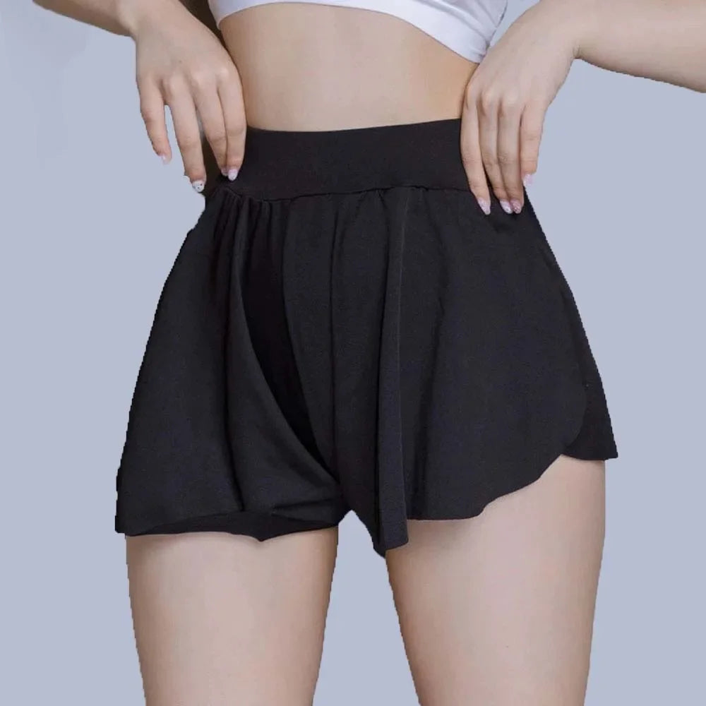 Ice Silk High-Waist Split Flared Mini Shorts High-Stretch Micro Hot Pants