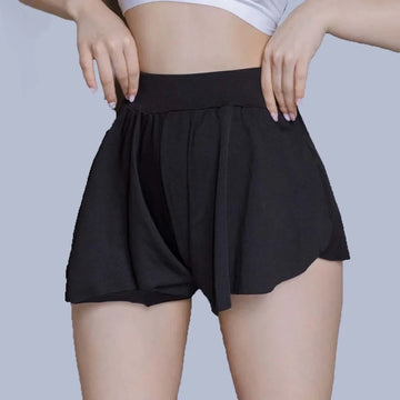 Ice Silk High-Waist Split Flared Mini Shorts High-Stretch Micro Hot Pants
