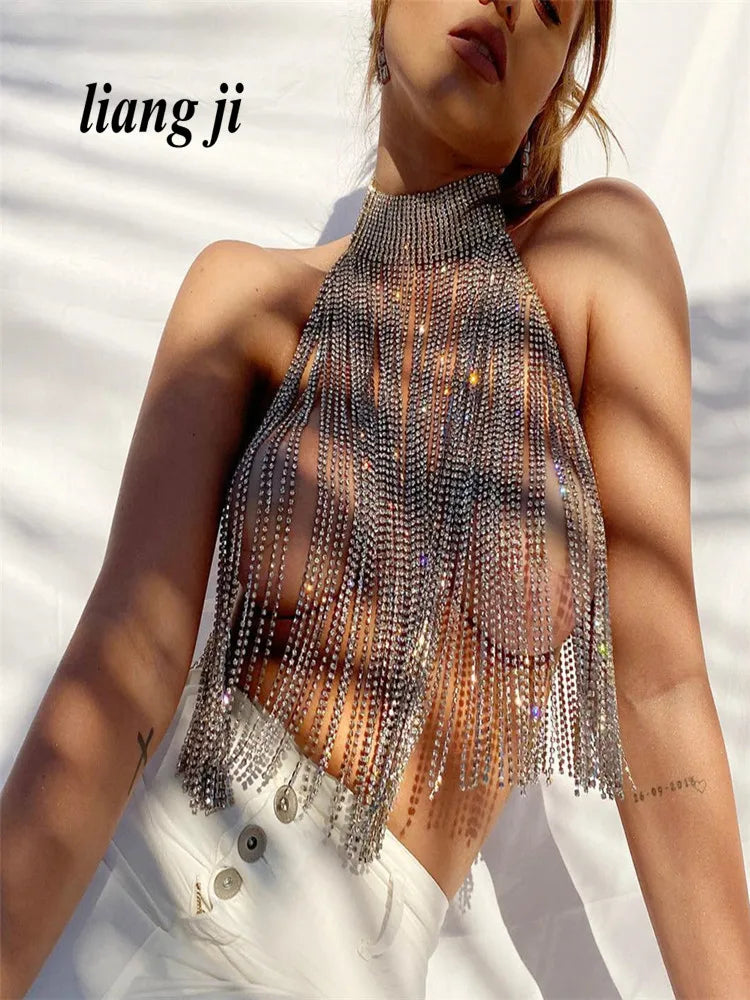 Crystal Tassel Chest Bra Chain