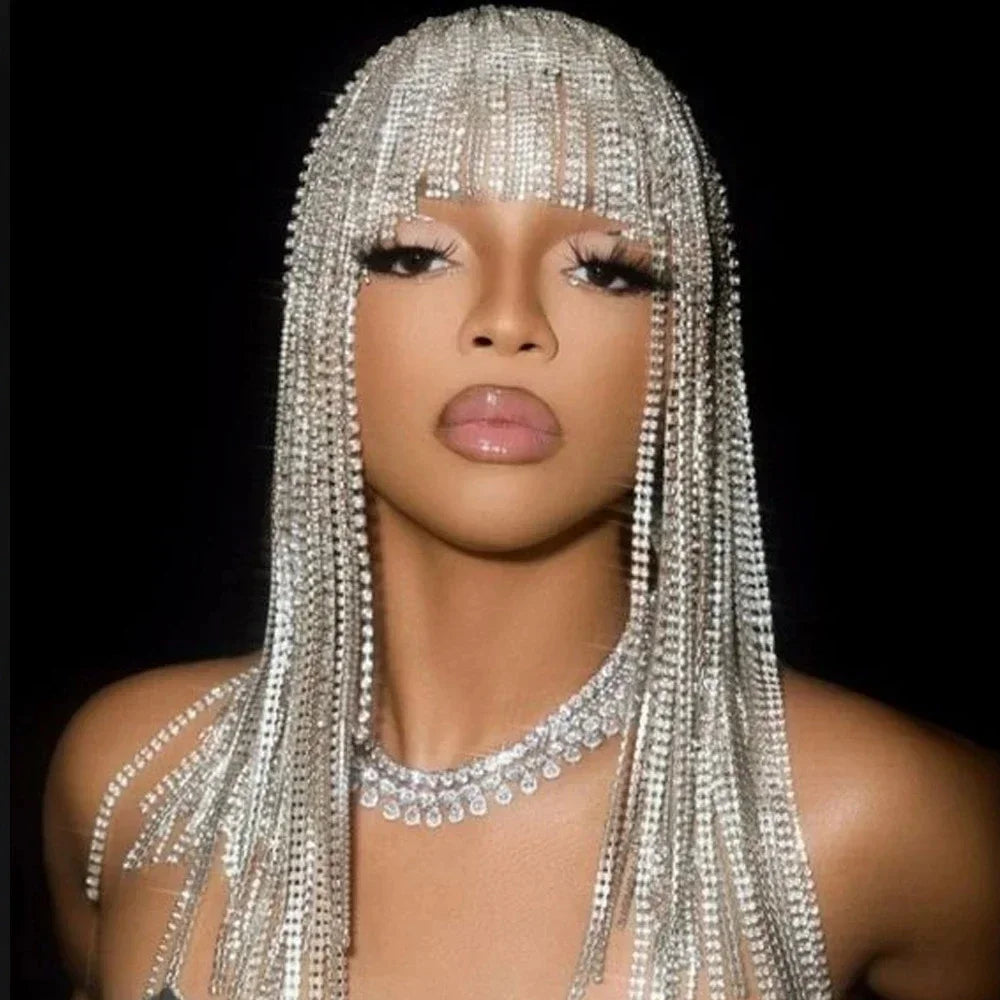 Gorgeous Long Tassel Rhinestone Hair Chain