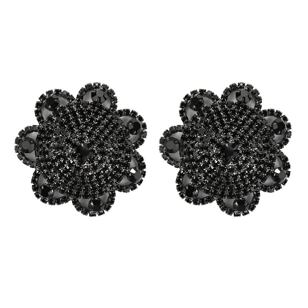 Sparkly Rhinestone Flower Reusable Nipple Pasties Self-Adhesive Silicone Covers