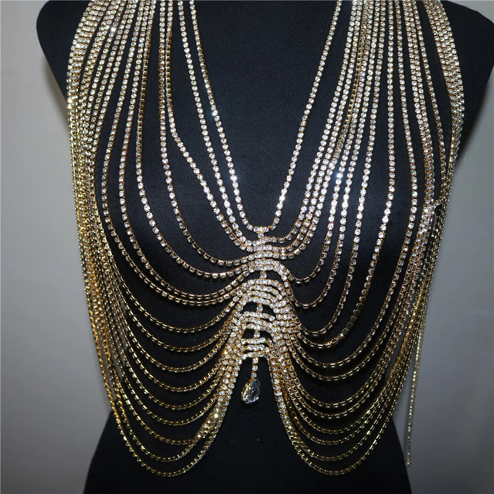 Layered Rhinestone Bra & Thong Body Chain