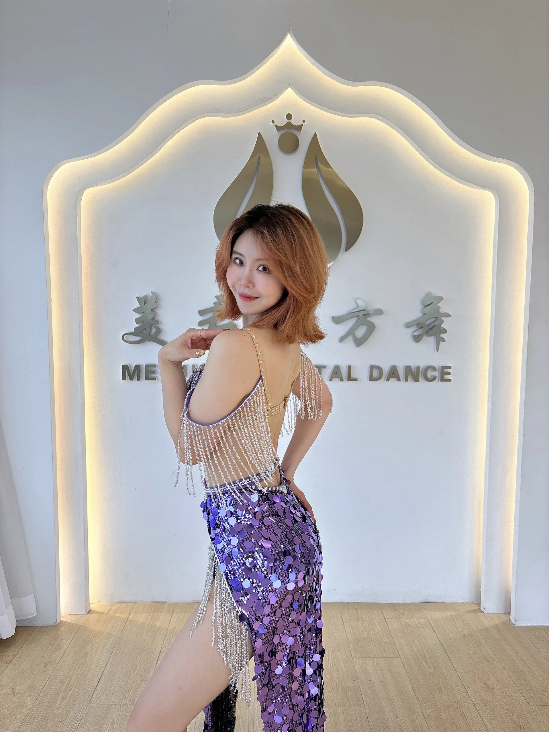 Luxury Diamond Bra & Sequin Tassel Skirt Oriental Belly Dance Competition Set
