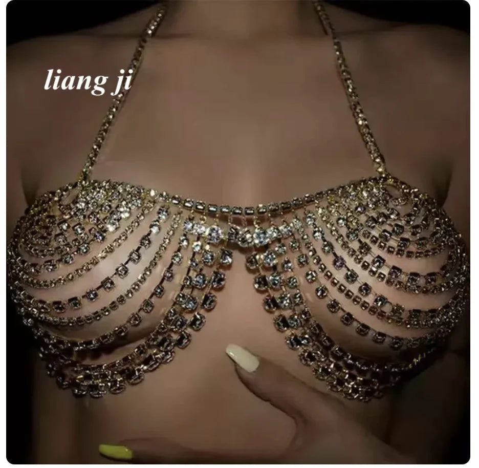 Crystal Tassel Costume Bra Chain