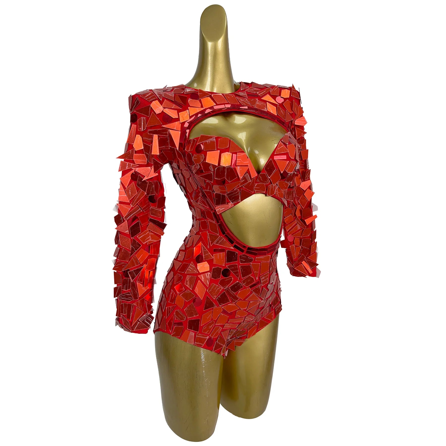 Sparkling Sequin Hollow-Out Bodysuit & Gogo Dance Performance Romper