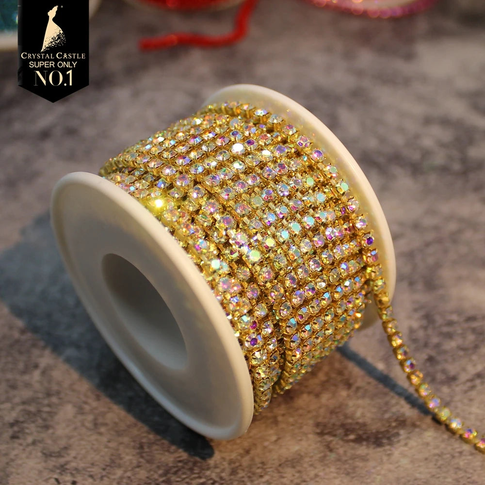 The Stardust Spectrum Stream – Premium Color-Matched Glass Crystal Rhinestone Cup Chain Trim