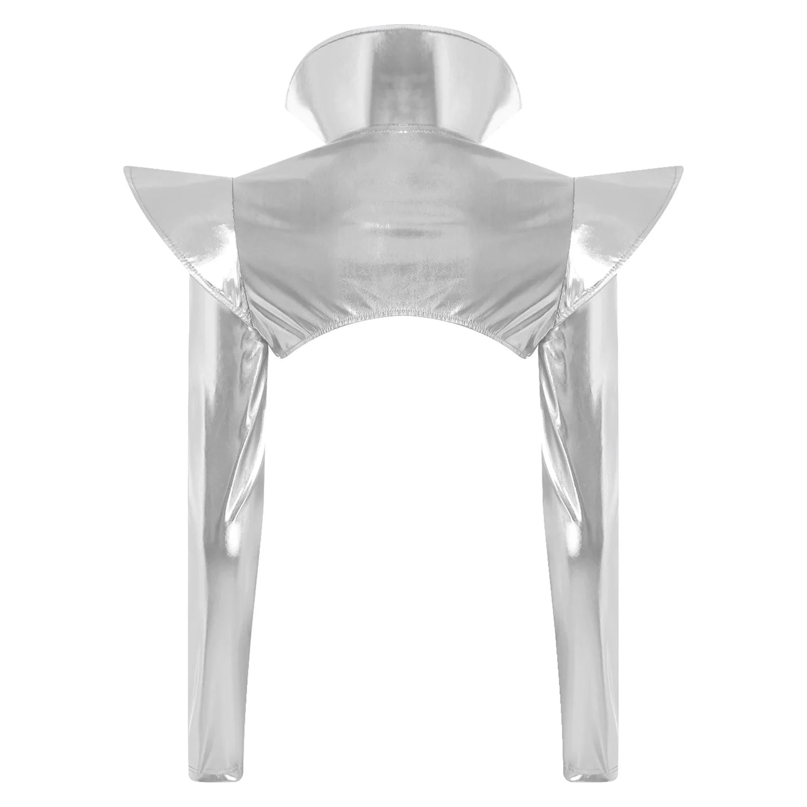 Metallic Shoulder Armor Shrug Crop Top & Sleeves Futuristic Pauldron Stage Costume