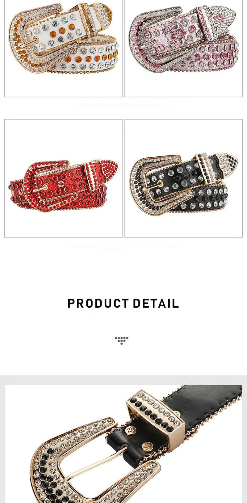 Gem Studded Western Style Fashion Buckle Belt