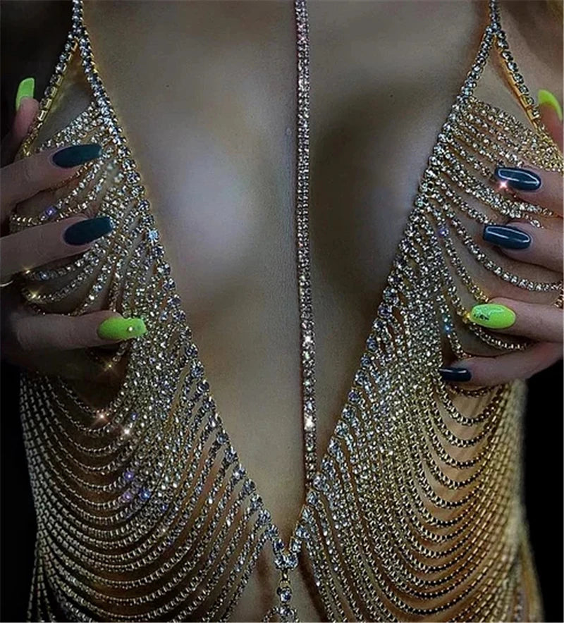 Crystal Bra, Brief & Mask Costume Jewelry