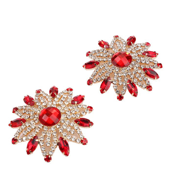 Sparkly Rhinestone Floral Sunburst Reusable Nipple Pasties Self-Adhesive Covers