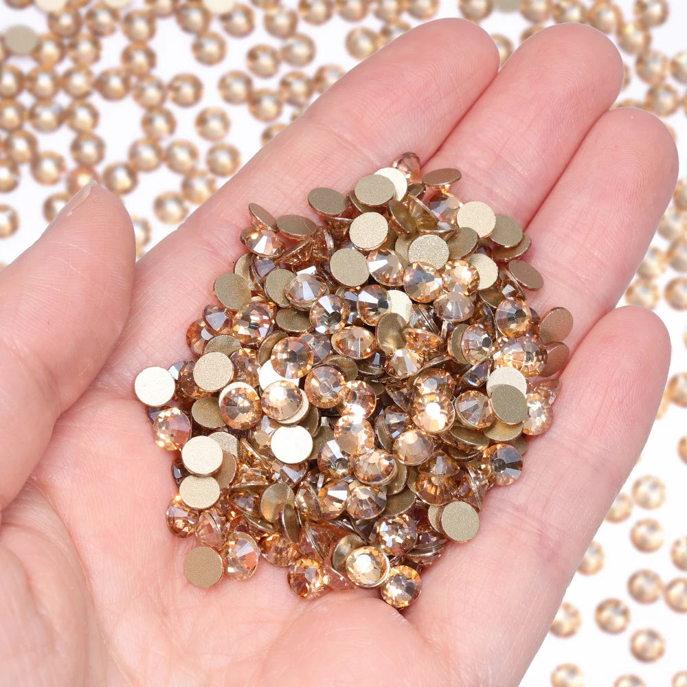 SS3-SS30 Gold Bottom Flat Back Glass High Quality Crystal Rhinestones