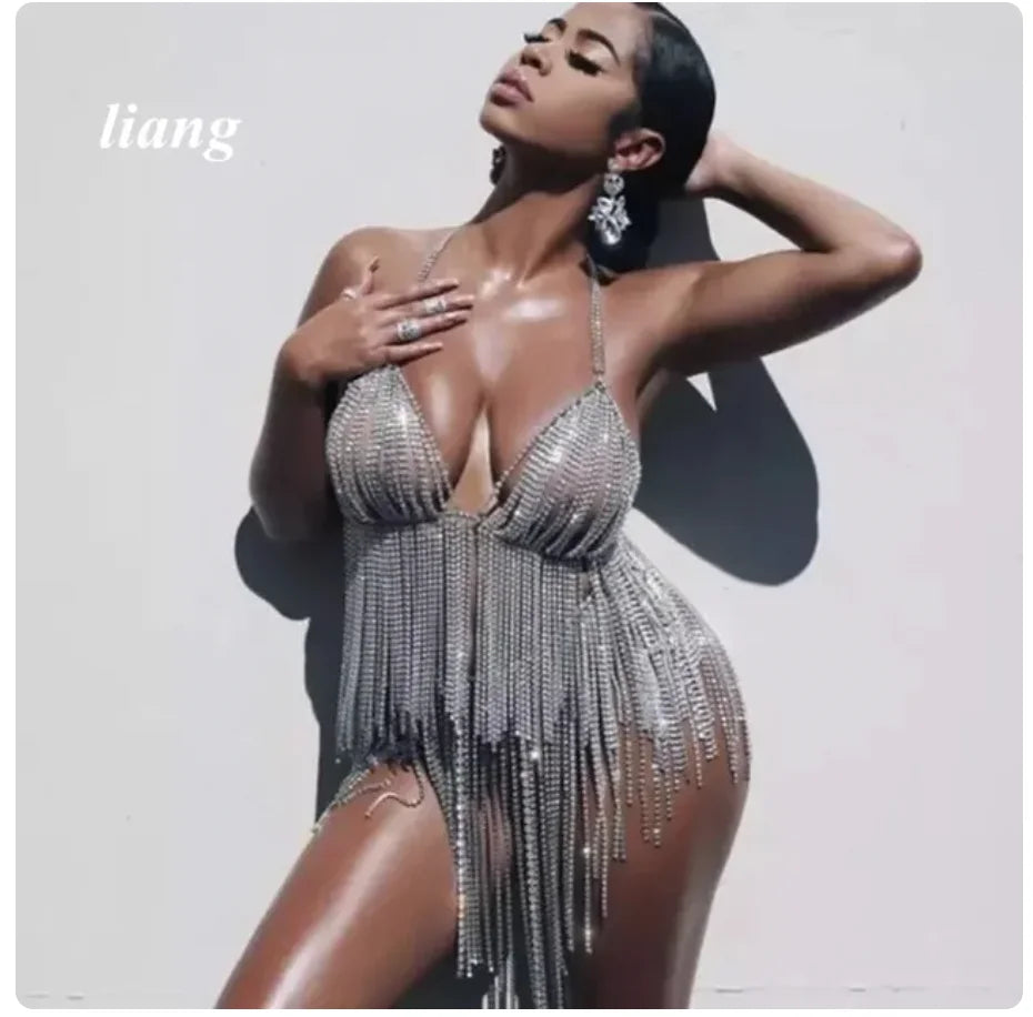 Crystal Tassel Bra & Skirt Body Jewelry