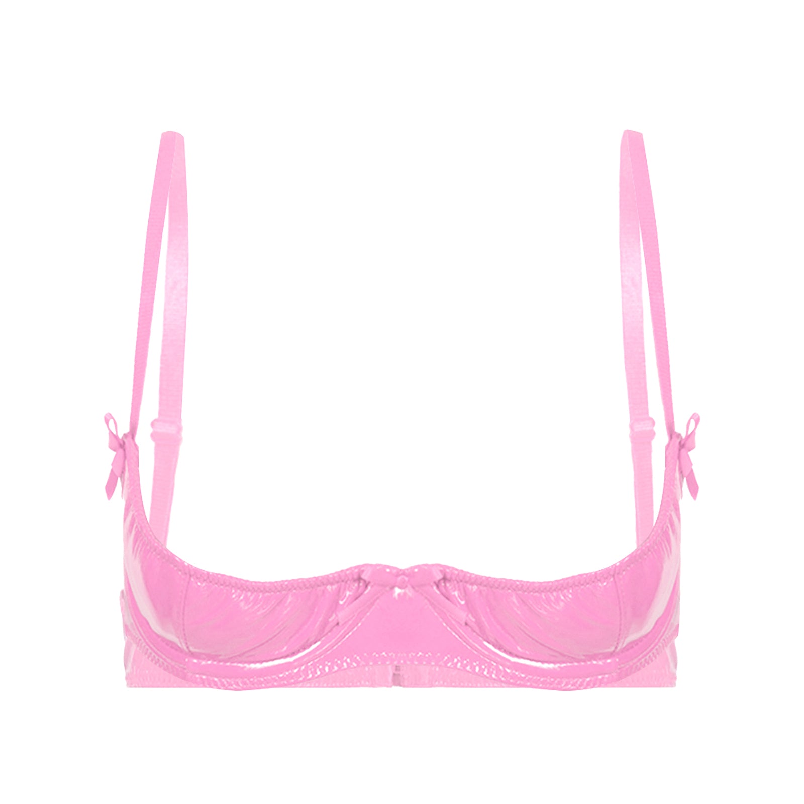Patent Leather Underwired Open-Cup Bra