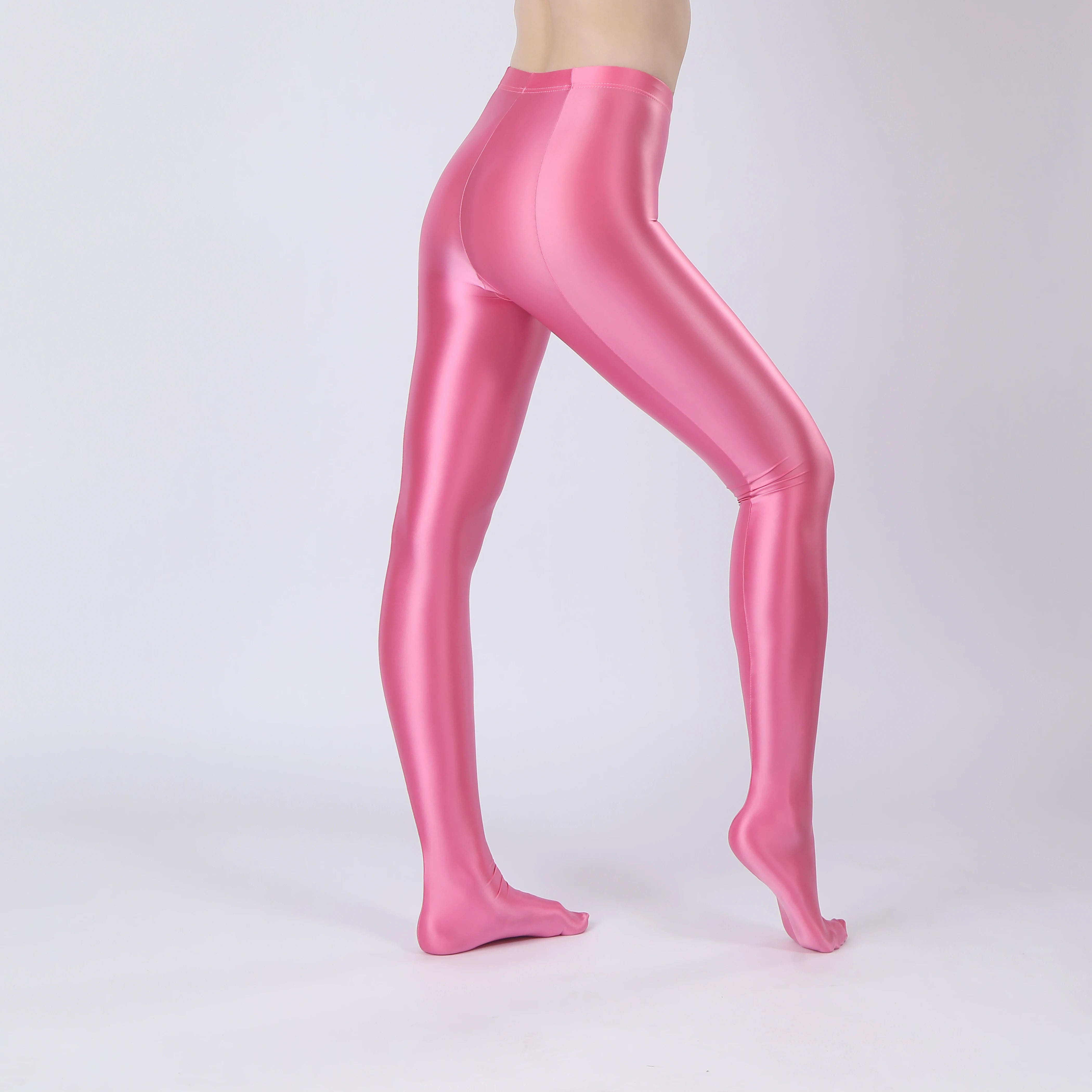 Oil Glossy High-Stretch Satin Pencil Pants & Leopard Print Leggings