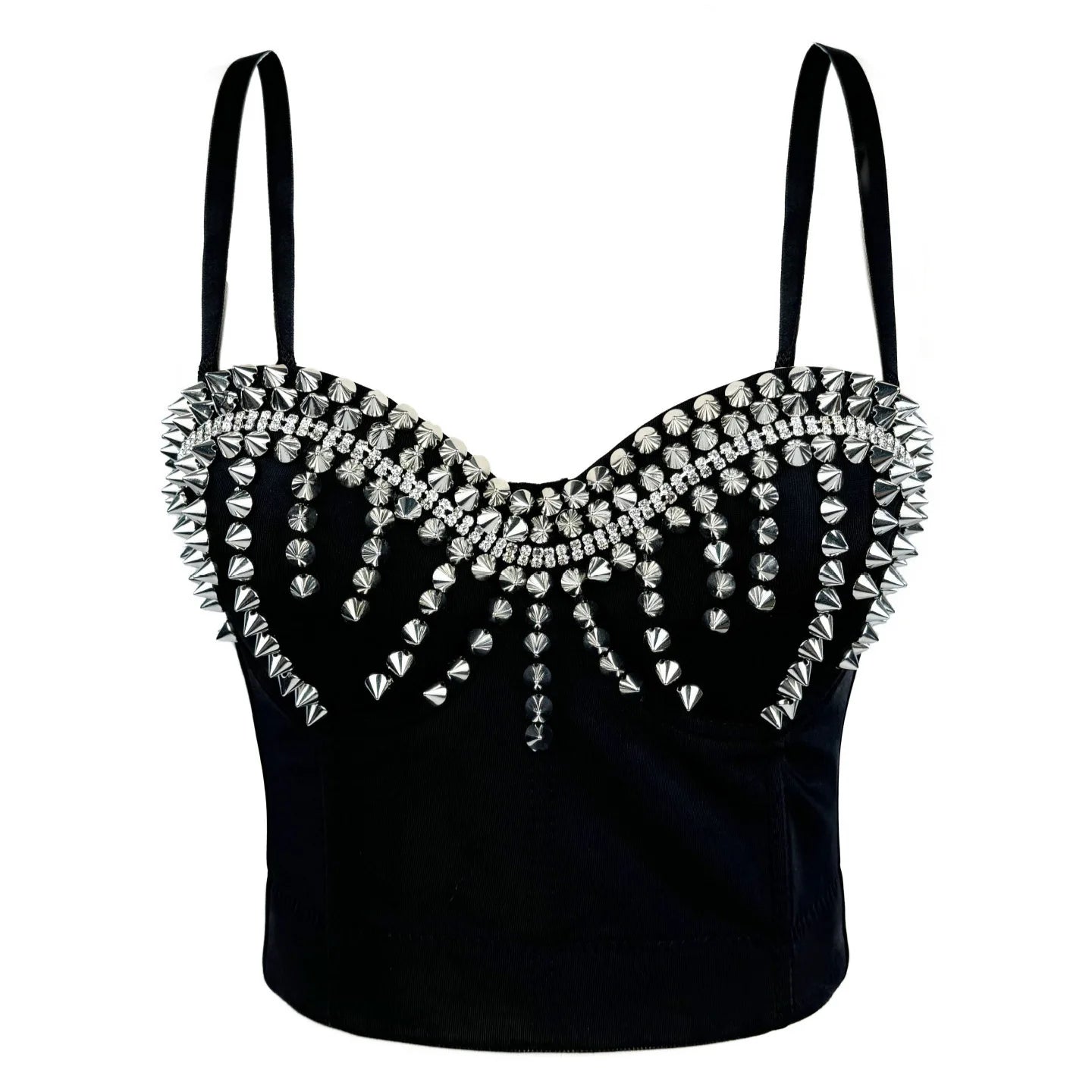 Sparkly Diamond Rhinestone Corset Top Showgirl Stage Performance Push-Up Bustier
