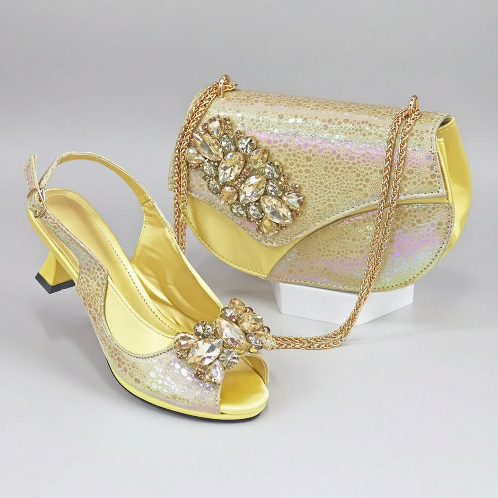 Embellished Slingback Sandal & Jeweled Evening Bag Set