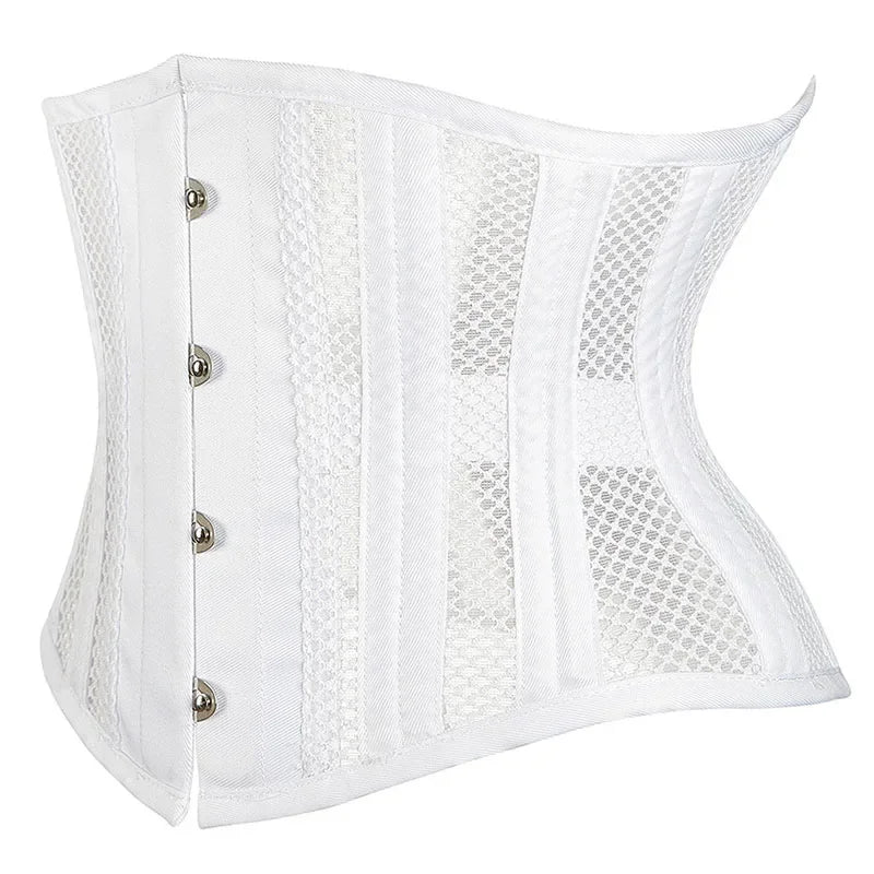 Steel Boned Mesh Short Torso Waspie Corset & Breathable Waist Cincher