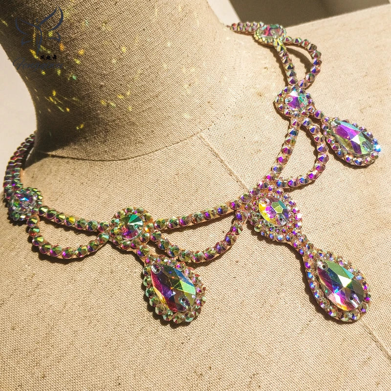 Rhinestone Latin Dance Statement Necklace