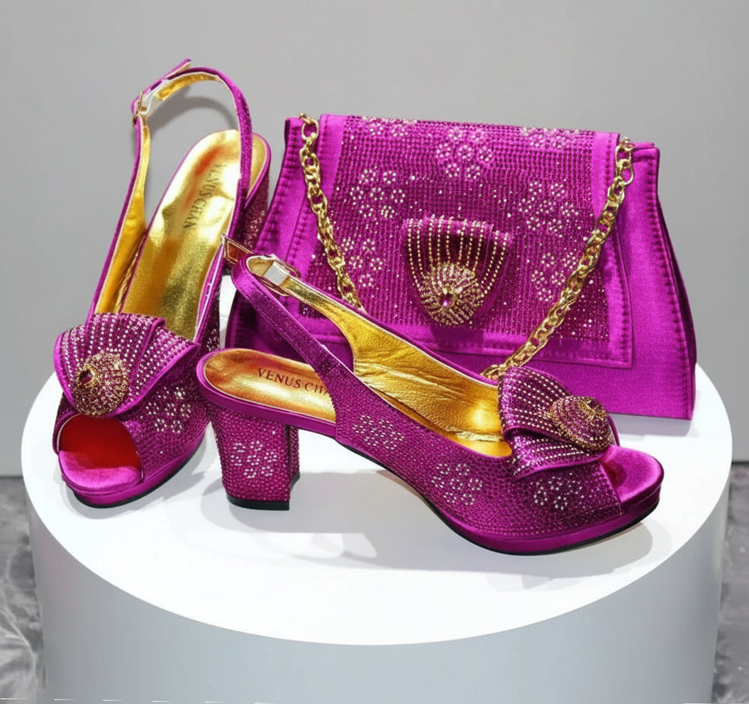 Peep Toe Shoes Matching Bag Set