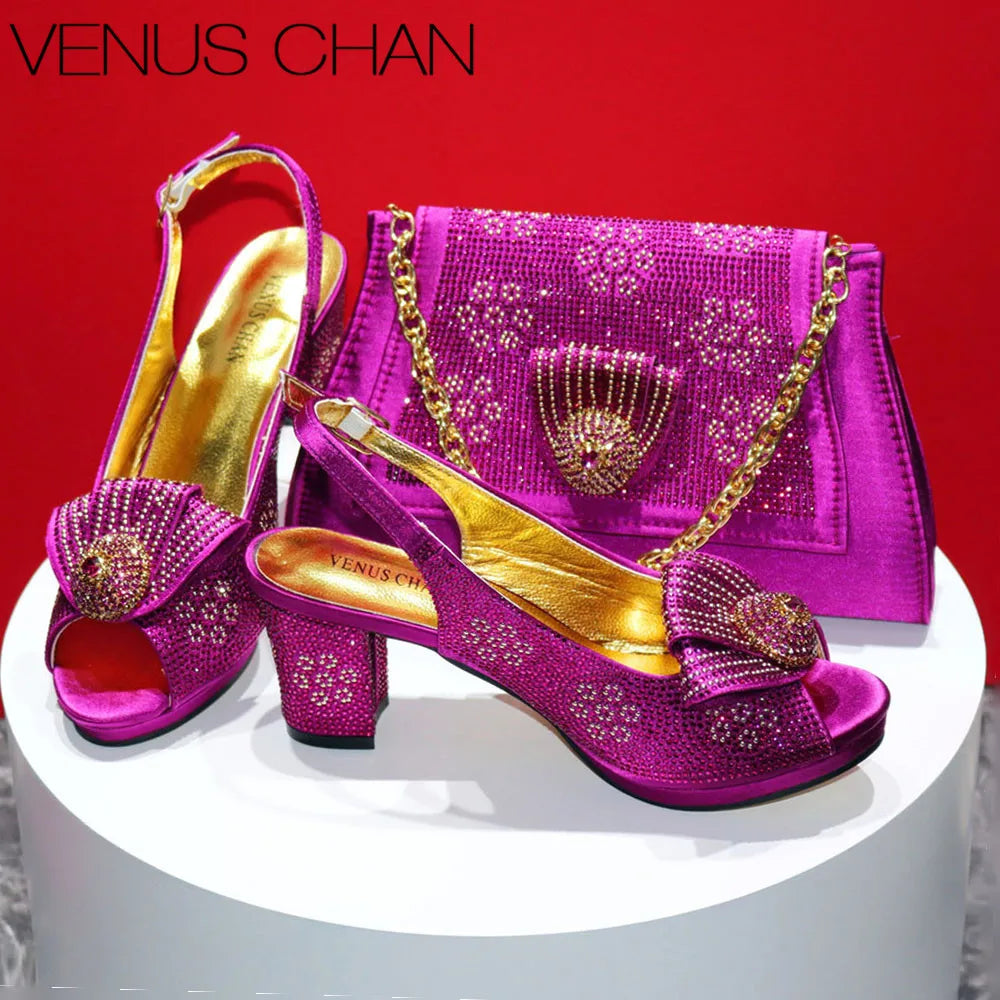 Italian Fashion Design High Heels Shoes and Bag Set