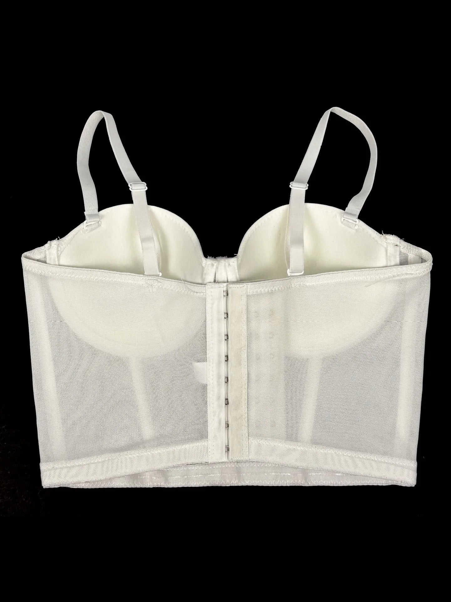 Mesh Bustier Corset Crop Top Diamond Embroidery Tassel Evening Party Bralette