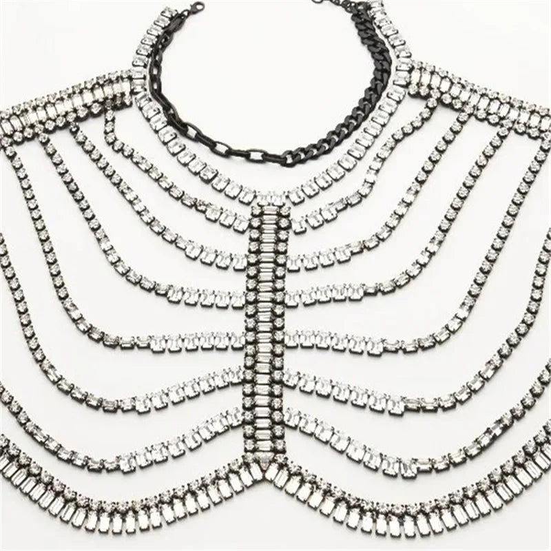 Luxury Multilayer Rhinestone Chest Chain & Tassel Bra Jewelry