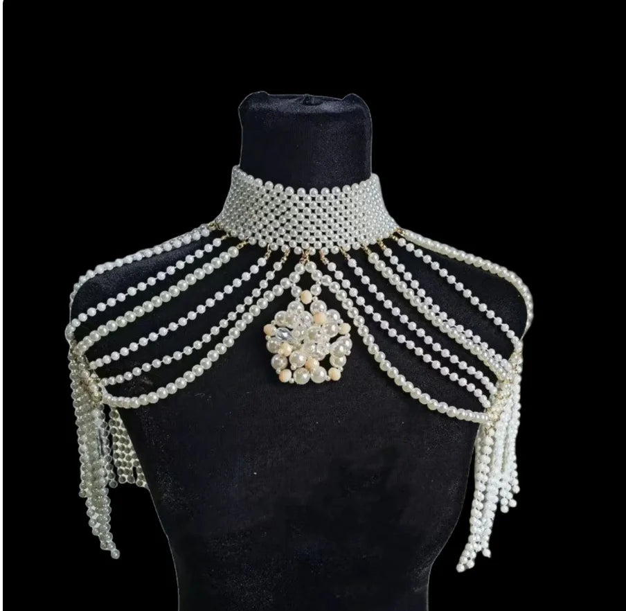 Pearl-Look Beaded Collar Shoulder Chain