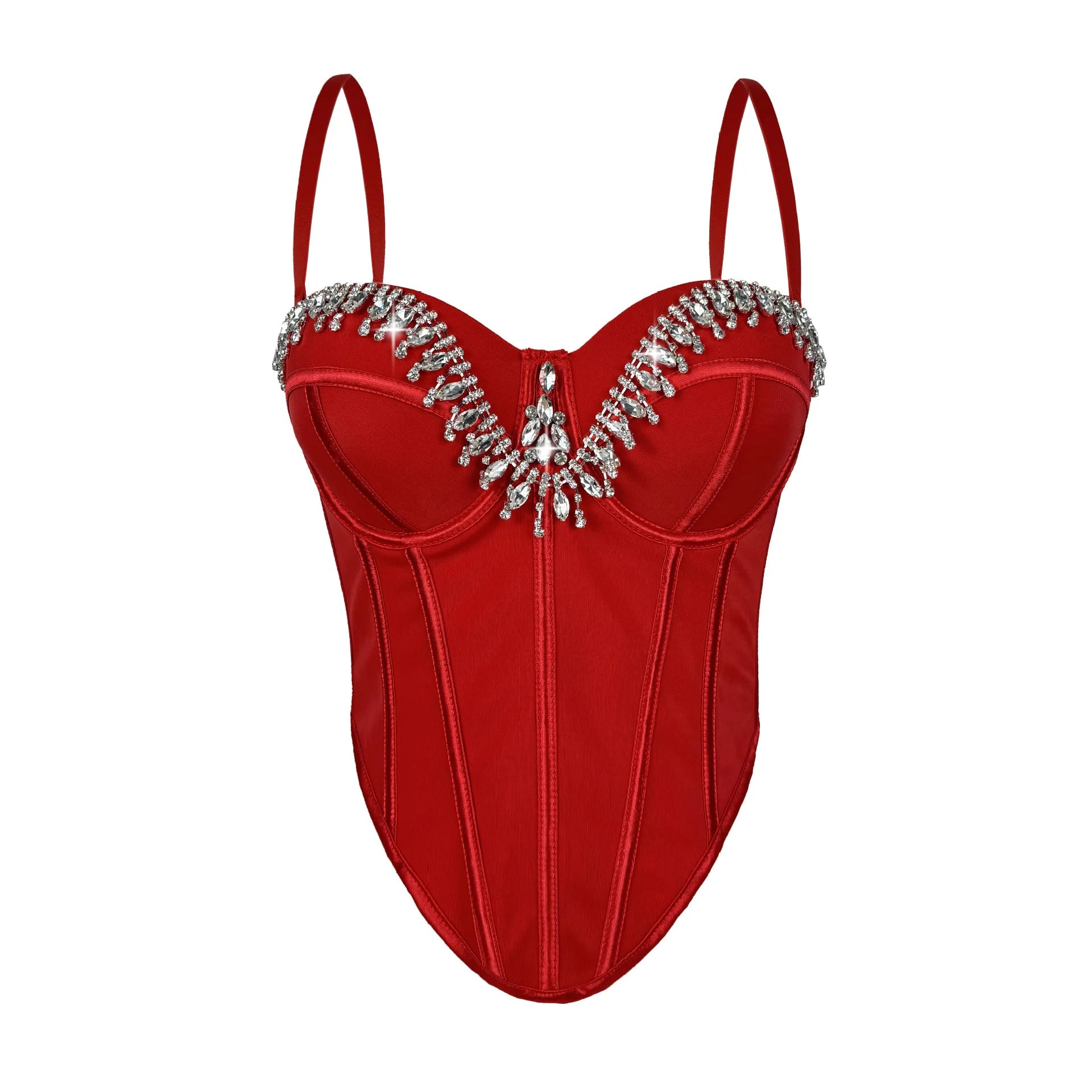 Rhinestone Embroidered Denim Bustier Corset Crop Top Stage Bralette