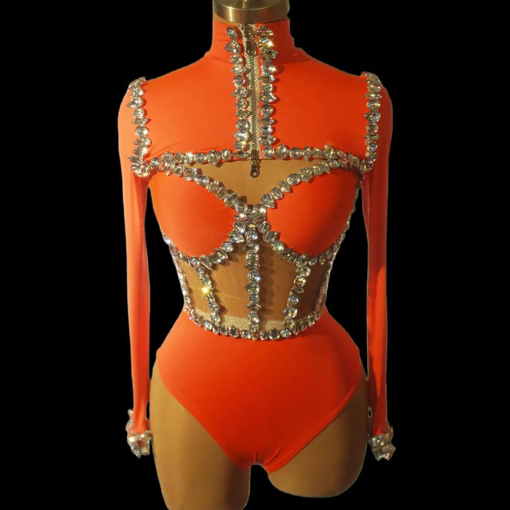 Crystal Tube Top, High-Waist Shorts & Bolero Jacket 3-Piece Performance Costume Set