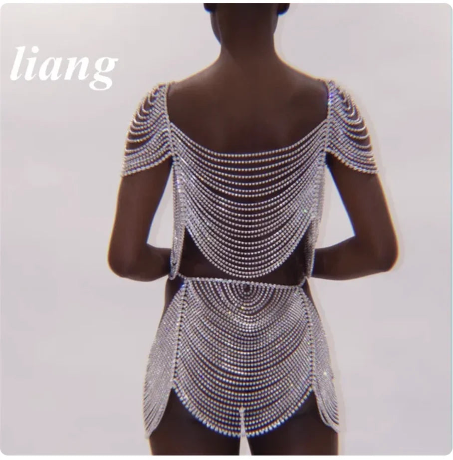 Rhinestone Fringe Vest & Skirt Body Jewelry