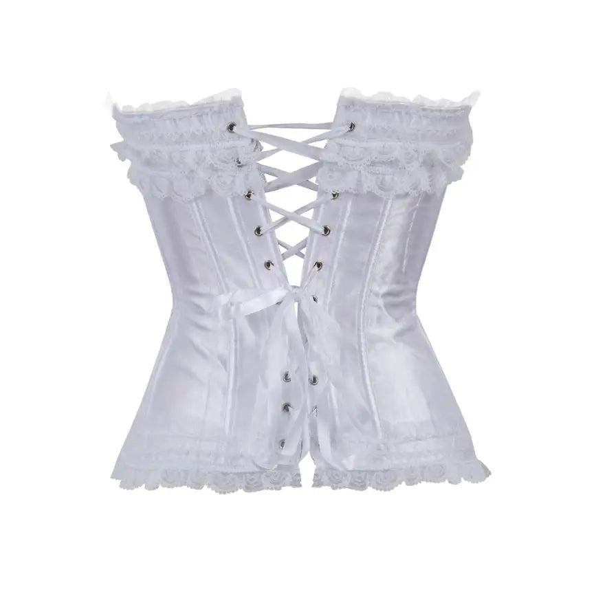 Lace Overlay Boned Overbust Corset Bustier Top Plus Size Body Shaper