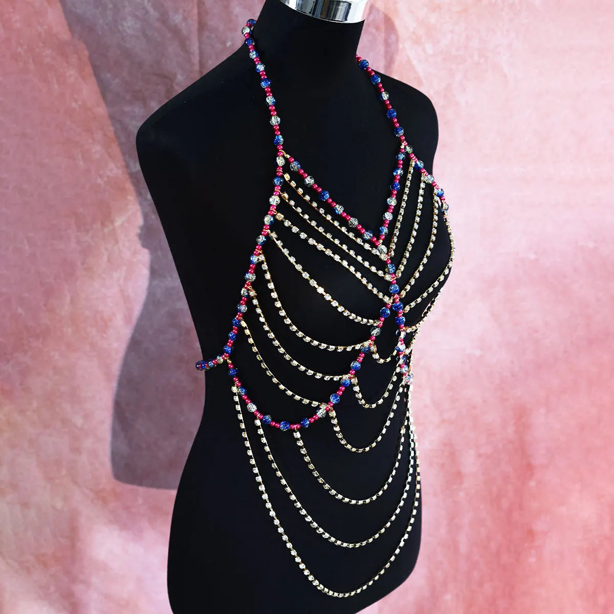 Simulated Pearl Beaded Bra Body Chain