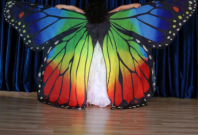 Vibrant Butterfly Belly Dance Wings with Telescopic Sticks Set