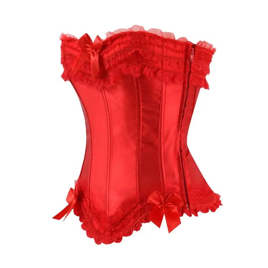 Lace Overlay Boned Overbust Corset Bustier Top Plus Size Body Shaper