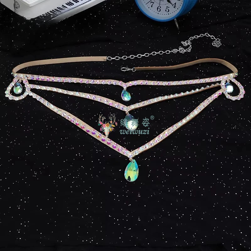 Layered Rhinestone Belly Dance Waist Belt
