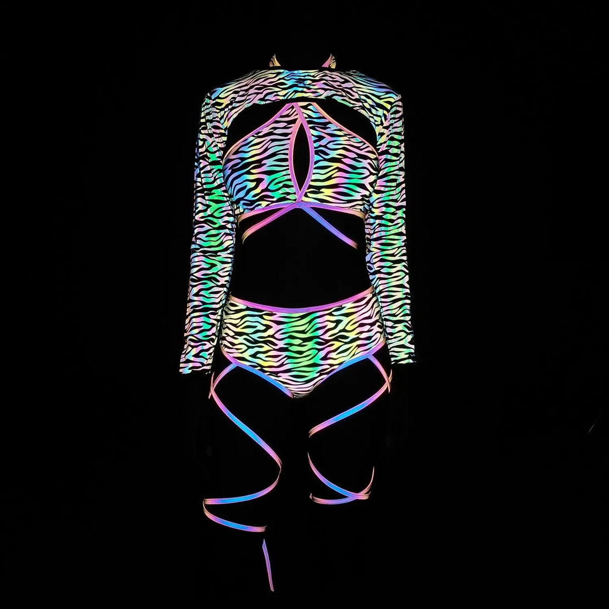 Reflective Gogo Performance Costume Set