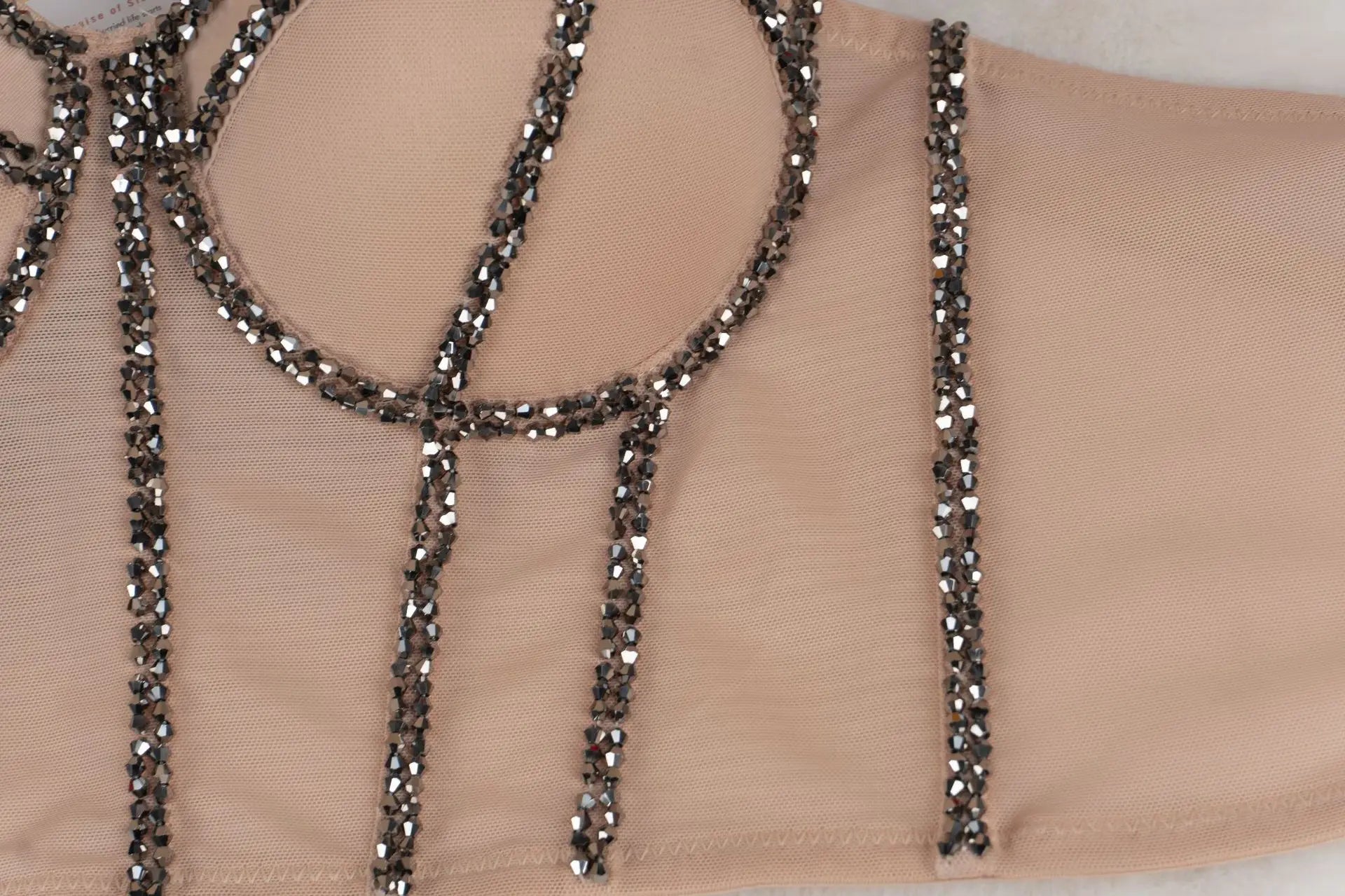 Pearl Beaded Bustier Corset Crop Top Push-Up Evening Party Camisole