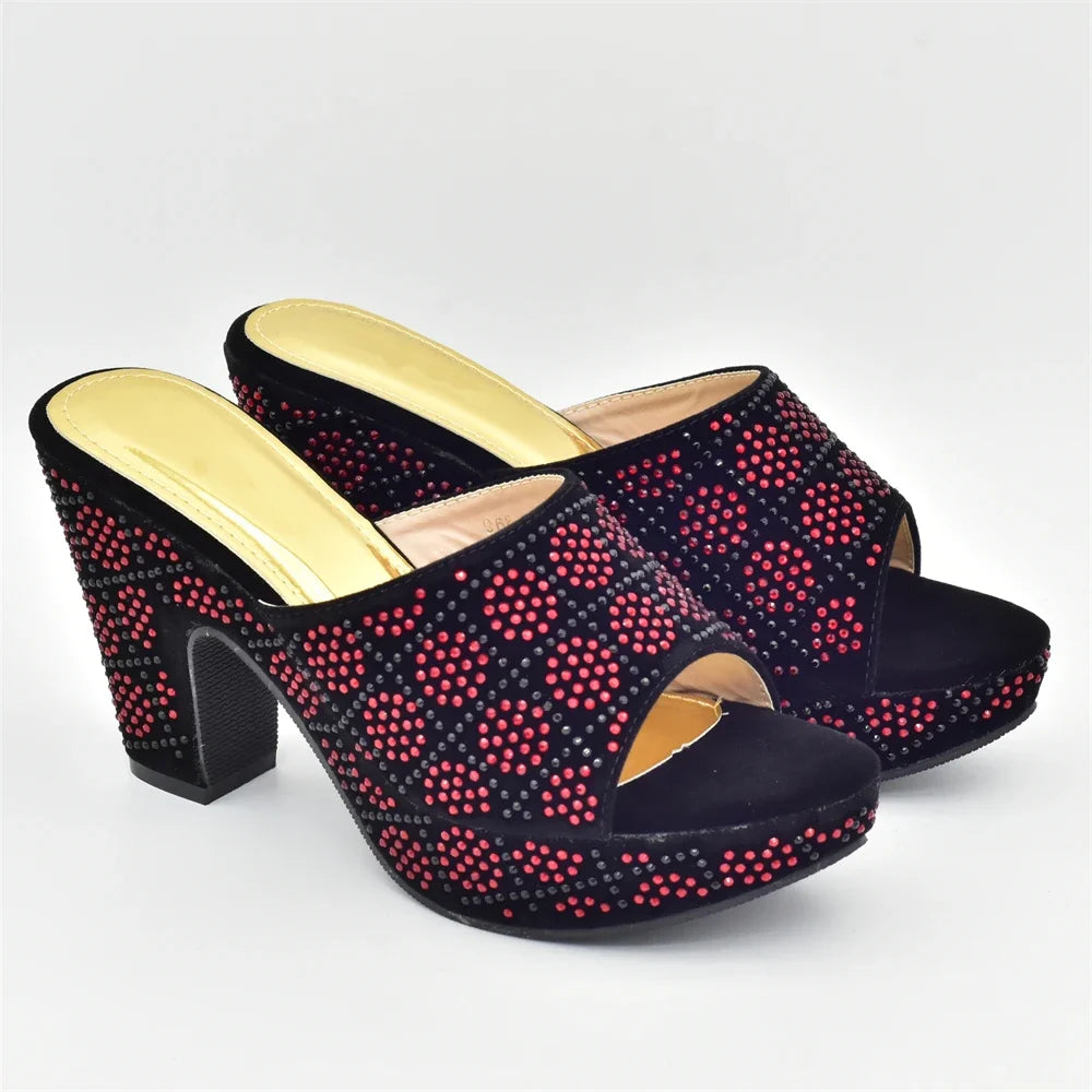 Italian Rhinestone Shoes and Bag Matching Set