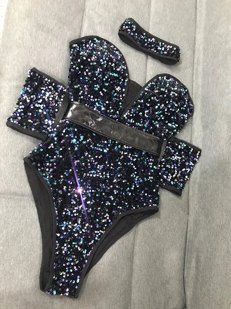 Women's Sequin Dance Bodysuit Costume for Dai & Chinese Folk Dance